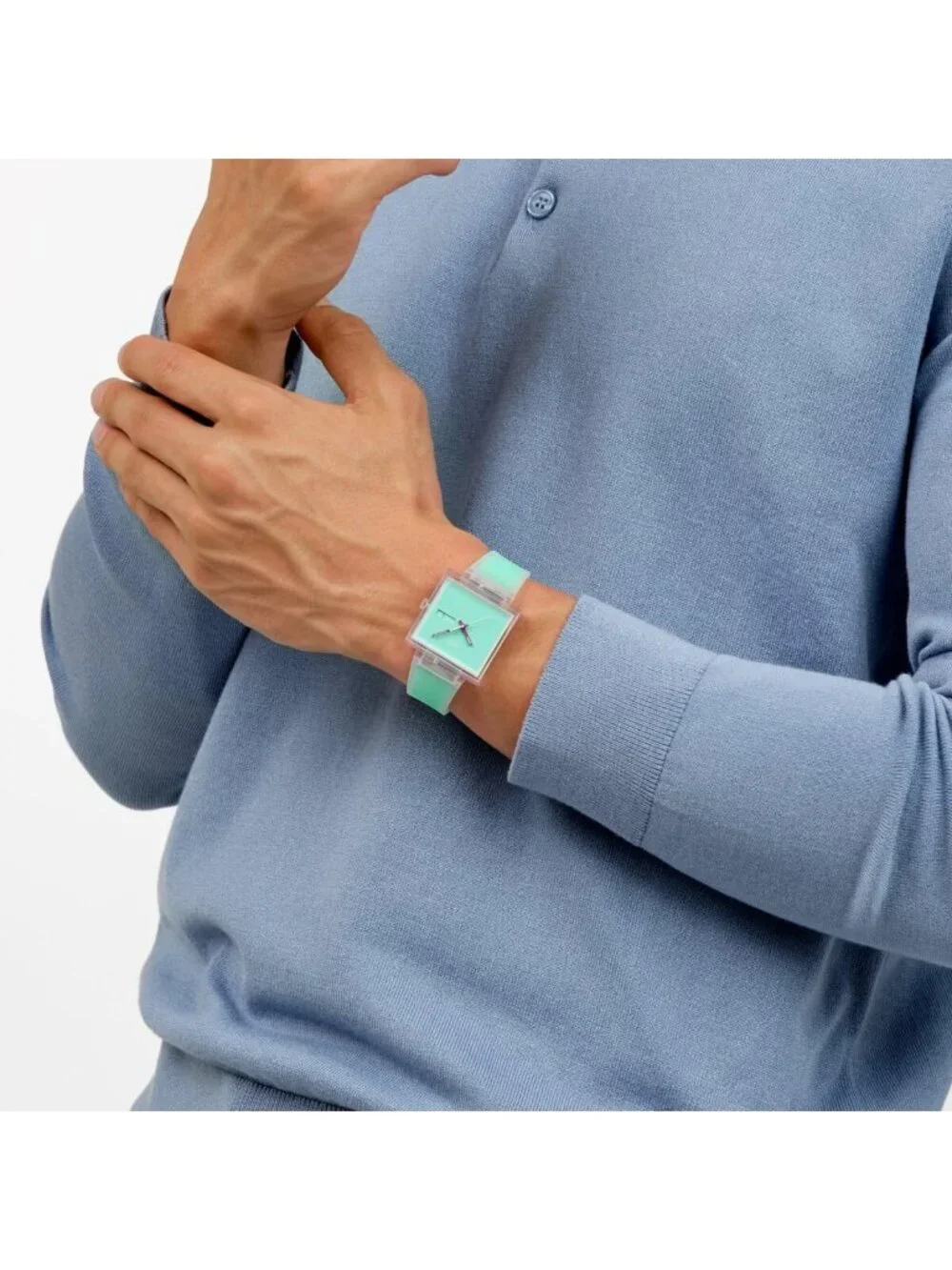 Unisex Green Casual Watch Bio-sourced Quartz Square Analog Stylish Wrist Watch